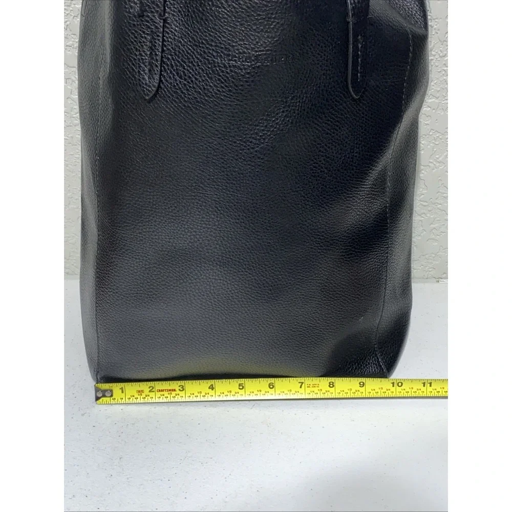 Ralph Lauren Fragrances Black Faux Leather Tote Bag Purse Handbag Pebbled 14x10